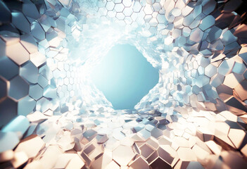 Wall Mural - 'illustration hexagonal background gital geometric abstraction lines dots abstract design network ch