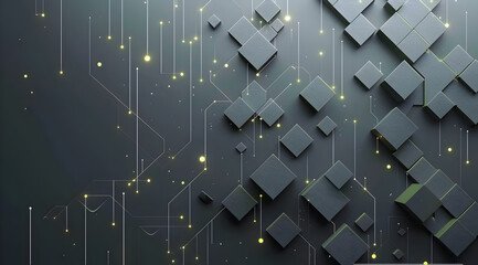 Wall Mural - a black and white image of a wall with a grid of squares and lines. the image has a futuristic and i