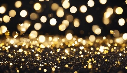 Wall Mural - 'christmas abstract gold confetti glitter bokeh background. black light scattered sparkles beautiful