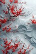 Red Plum Blossoms on a White Background