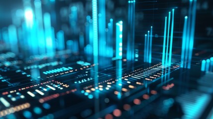 Poster - A digital bar graph displayed on a computer screen, illustrating data analysis and visualization for strategic business planning.