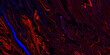 Dark neon light blue red wavy line on black background. Abstract liquid wave pattern. Art trippy glitch backdrop. Creative flyer. Card. Wallpaper. Glitched texture. Metaverse space. Global new tech.