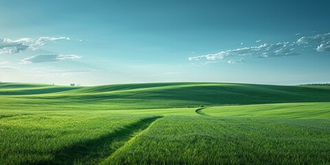 Poster - Green rolling hills under blue sky