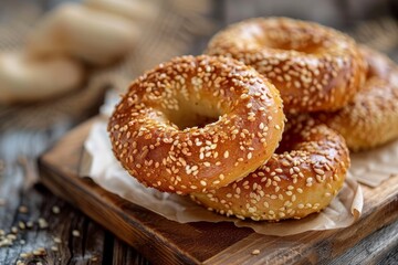 Wall Mural - Greek koulouri (sesame bread rings)