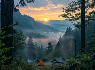 Canvas Print - Camping in the mountains