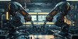 futuristic heavy automation robotic arms machine in smart factory industrial