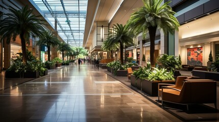 Canvas Print - Palm trees in a modern shopping mall