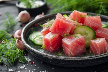 Sticker - Raw tuna with cucumber and dill