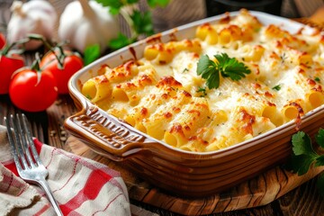 Wall Mural - Rigatoni baked with cheese sauce