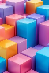 Canvas Print - Colorful 3D Cubes