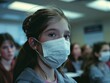 girl wearing mask in classroom