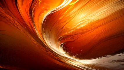 Wall Mural - animation of dynamic yellow orange gradient abstract wave motion. seamless looping fractal wave anim