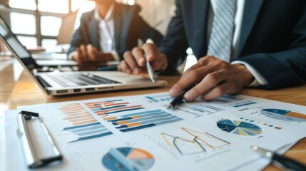 Poster - A team of financial advisors discussing investment strategies with a client, illustrating personalized financial planning.