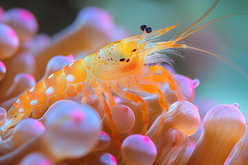 Wall Mural - A tiny commensal shrimp under the sea