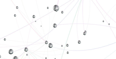 Leinwandbilder - Gene lines and nodes, biological gene structure, 3d rendering.