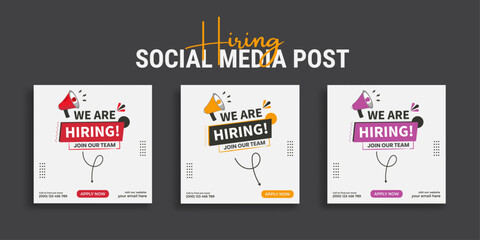 Wall Mural - We are hiring job vacancy social media post or square web banner template vector design	