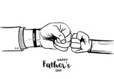 Fototapeta Abstrakcje - Happy fathers day the parent touch the hand of a small child sketch design