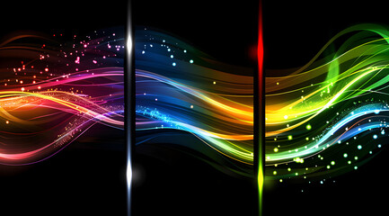 Wall Mural - a colorful wave with three different colored lines. the colors are red, blue, and green. the image i