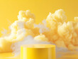 Smoke product podium, yellow background