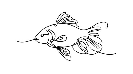 A continuous line drawing of fish 