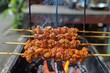 © GHArtwork - Chicken Satay on the traditional Asian grill