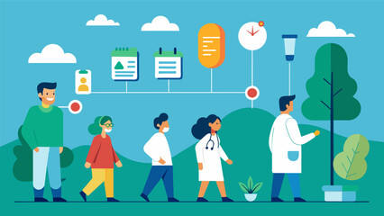 Wall Mural - An illustrated timeline showing the progress of a patients recovery journey with ketamine therapy marked as a significant milestone in their.