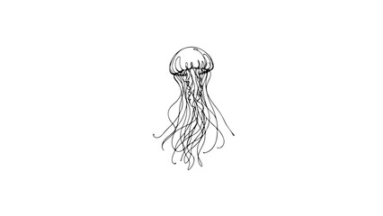 A realistic jellyfish drawn in a single continuous line