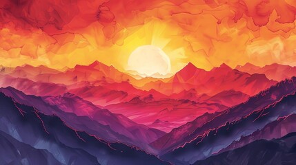 Wall Mural - sunset over the mountains a serene view of a mountain range with a clear blue sky and a distant mou