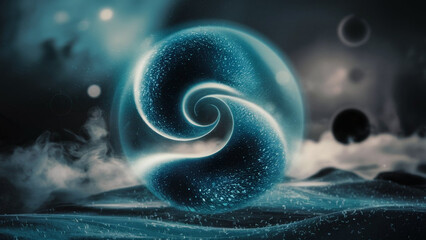 Wall Mural - patterns formed by flying snowflakes. bokeh particles.