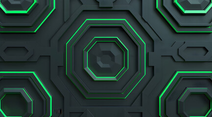 Wall Mural - a series of green and black geometric shapes are arranged in a pattern. the shapes are illuminated a