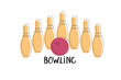 Bowling Ball Surrounded by Pins