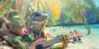 © Lidok_L - Iguana Rockstar Chilling with Ukulele on a Sunny Beac
