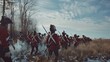 © Sasint - A reenactment of a Revolutionary War battle scene with soldiers in authentic uniforms