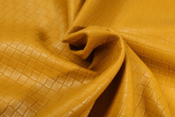 Canvas Print - Beautiful yellow leather as background, closeup view