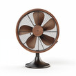 © HecoPhoto - Retro style brown wooden electric fan isolated on white background 3D rendering