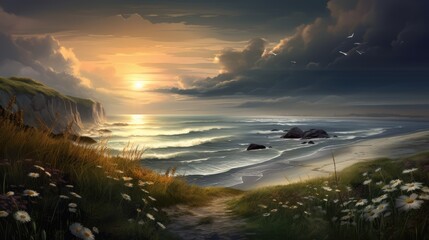 Wall Mural - sunset over the sea