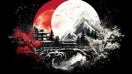 Wall Mural - halloween witch on the moon