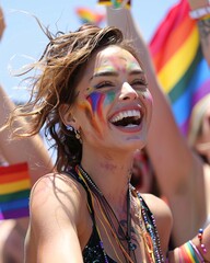 Wall Mural - portrait of lesbian on pride 