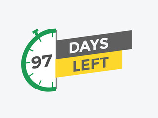 97 days to go countdown template. 97 day Countdown left days banner design. 97 Days left countdown timer
