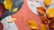 Artistic Autumn Leaves on Colorful Painted Background
