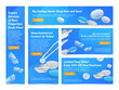 Contact lenses optical vision medical accessory sale banner landing page design template set vector