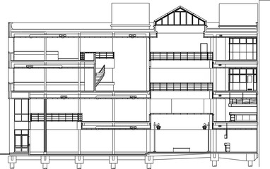 Detailed vector sketch illustration of factory building construction design with steel frame structure