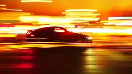 Wall Mural - dynamic light motion backdrop featuring the silhouette of a car.