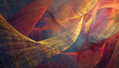 Wall Mural - Complex algorithmic patterns rendered as a digital tapestry in a broad 7:4 aspect ratio.