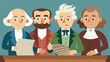 © Justlight - Puppet versions of the founding fathers signing the Declaration of Independence.. Vector illustration