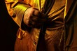 detail of golden suit of a Narcos king of drugs of mexican cartel mafia