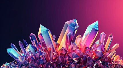 Wall Mural - Perspective view of a colorful crystal depicted in low poly style, presented in vector illustration format.