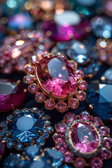 Poster - A luxurious piece of jewelry, such as a brooch or necklace, elaborately designed with multi-colored tourmaline crystals,