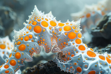 Aufkleber - A 3D rendering of a Julia set fractal, resembling an alien coral reef with complex branching structures,
