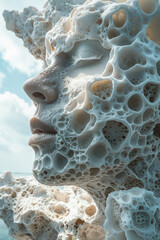 Aufkleber - A series of sculptures that appear made from clouds, constantly reshaping and moving gently,